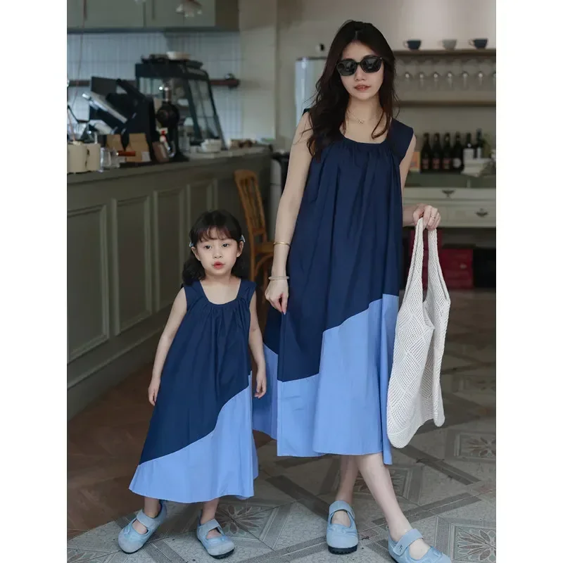 2024 Summer New Mother and Daughter Dresses Equal Mom and Baby Girls Sleeveless Dress for Women Mommy and Me Matching Clothing