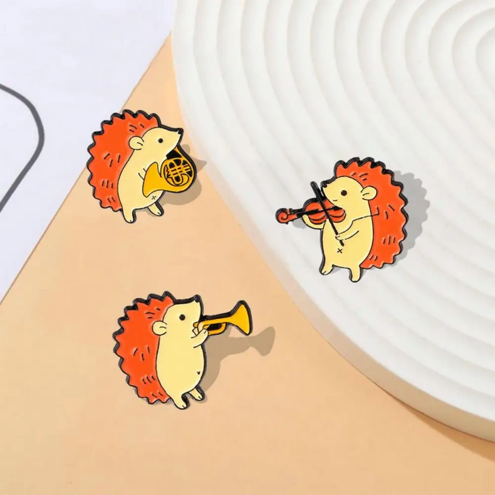 Baking Paint Violin French Horn Alloy For  Cartoon Hedgehog Brooch Backpack Decoration Musician Audience Pin Enamel Badge