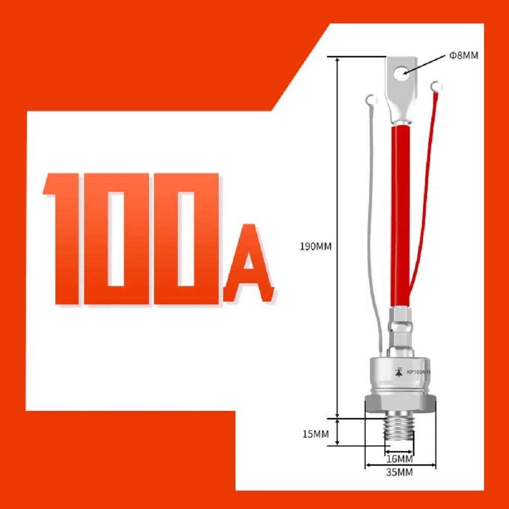 KP100A1600V Spiral Thyristor SCR 1600V Reverse Peak Voltage Metal Encapsulated Unidirectional Device Gate 1.2V 50mA