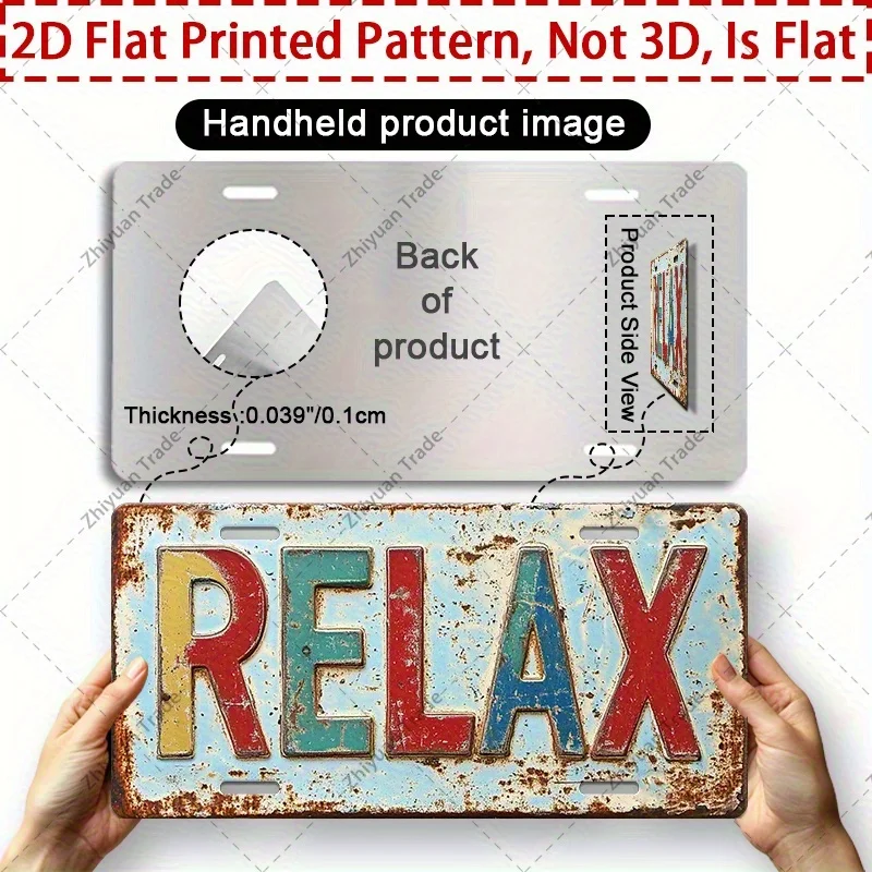 2D Flat Product, 1pc, Aluminum License Plate, Decorative Use Only, Vintage Metal 