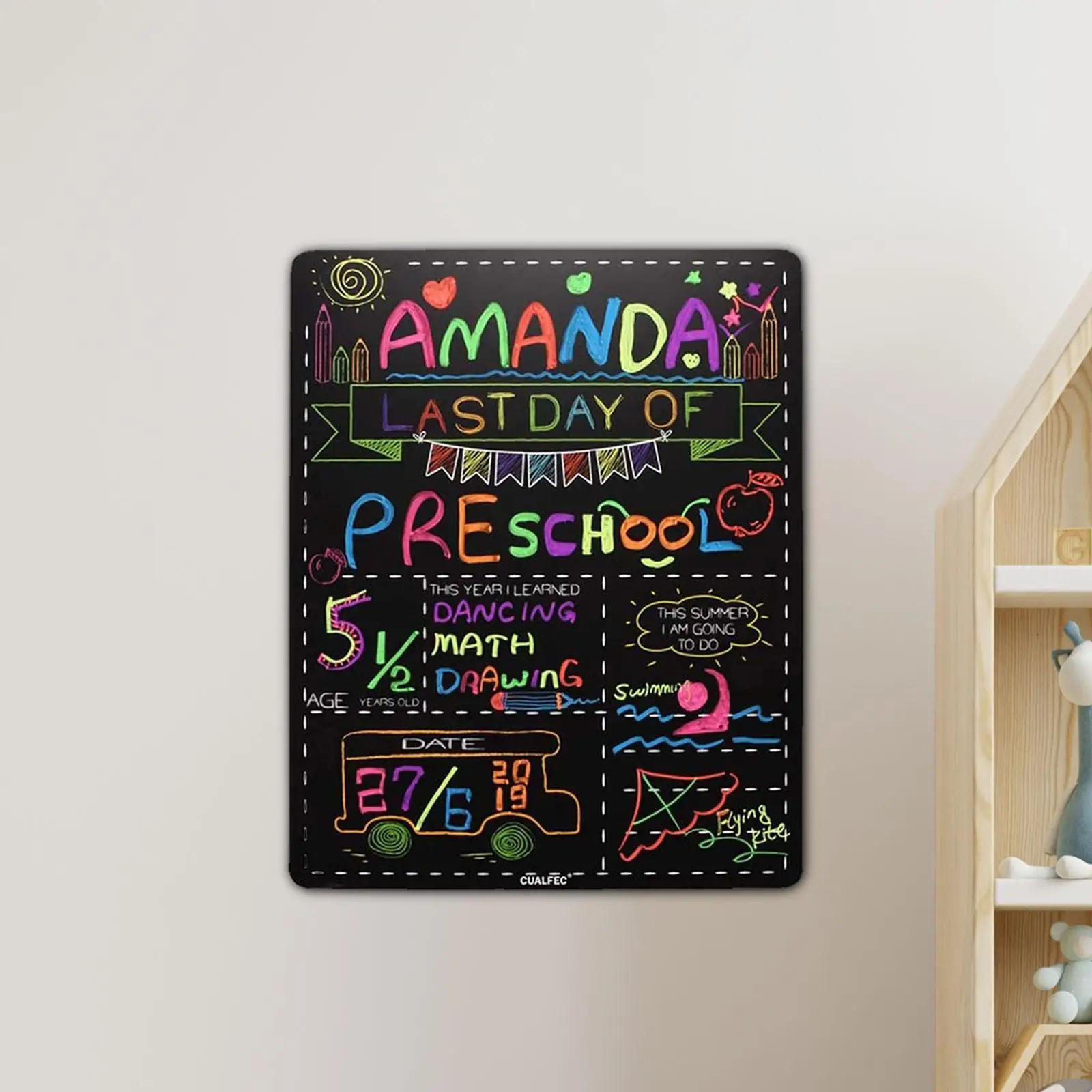 First and Last School Day Board Sign Wooden Back to School Chalkboard Sign for Kindergarten Nursery Household School Children