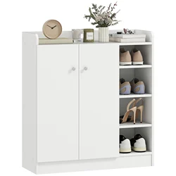 Homcom étagère à chaussures armoire en bois étagère à chaussures meuble armoire 2 portes 4 étagères