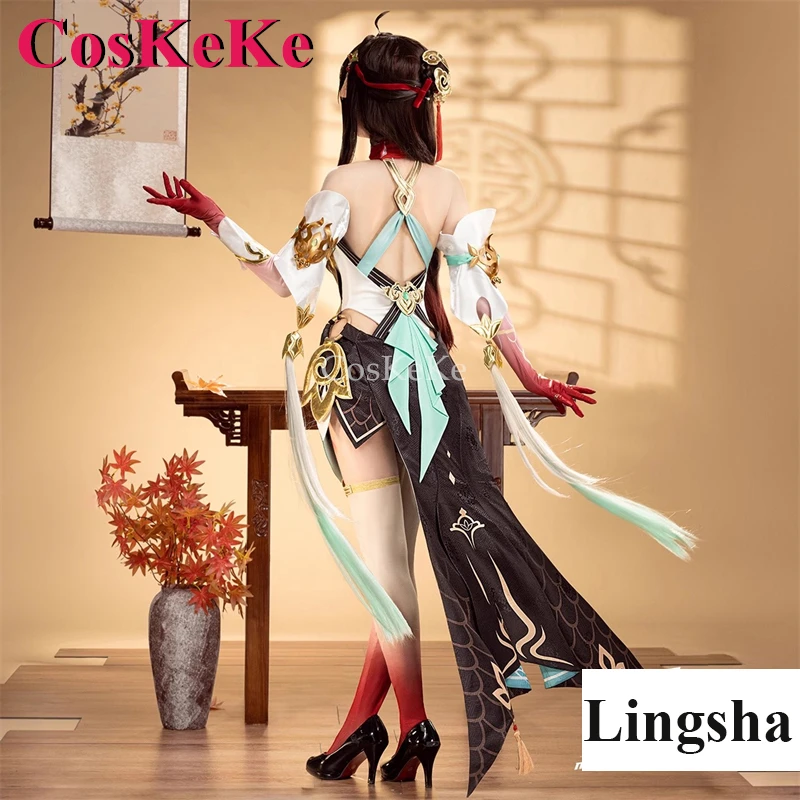 CosKeKe Lingsha Cosplay Game Honkai: Star Rail Costume Sweet Gorgeous Uniforms Dress Activity Party Role Play Clothing S-XL New