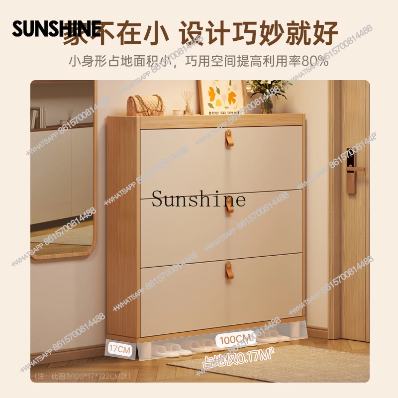 Ultra-thin tipping bucket shoe cabinet indoors against the wall Small narrow thin cabinetX