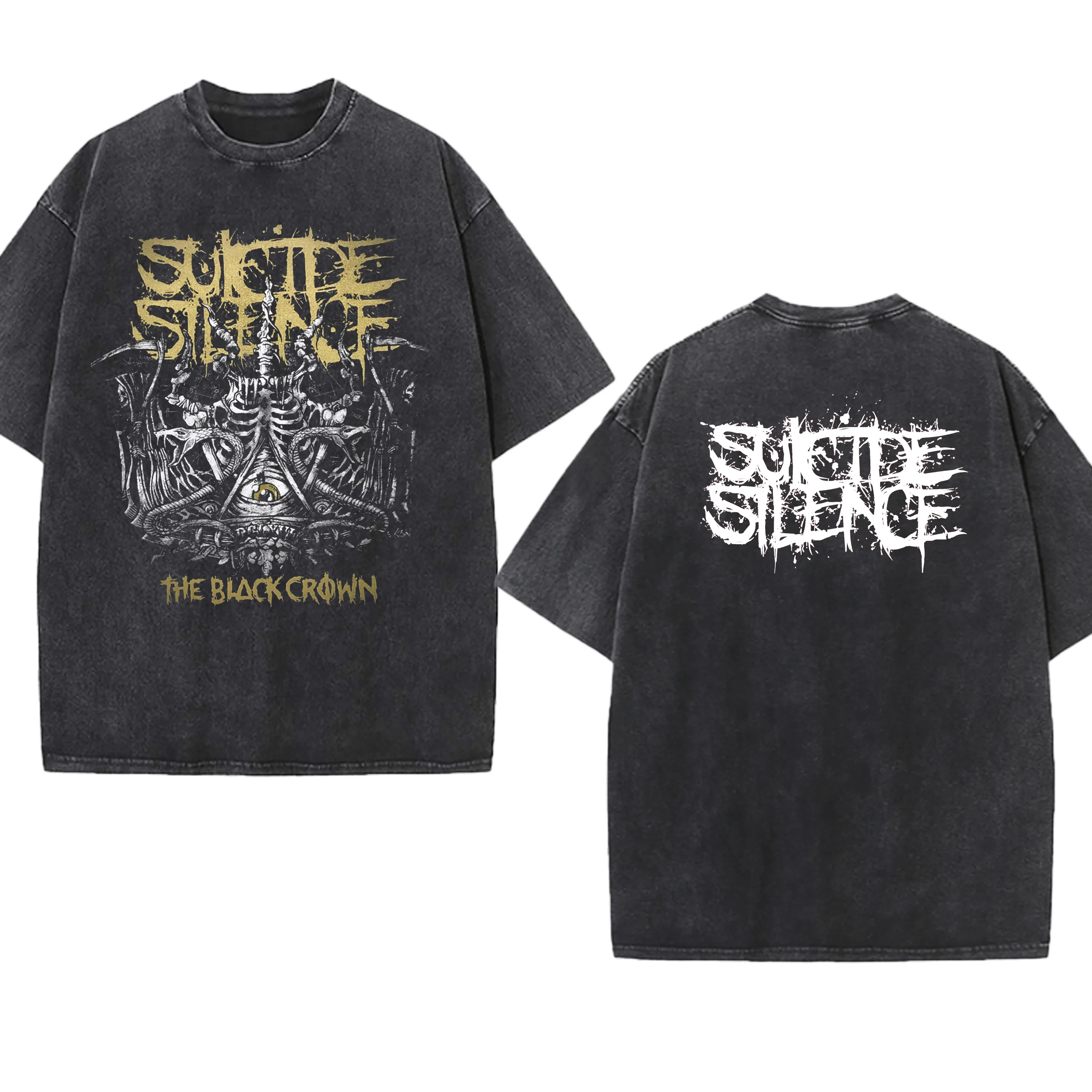 

Band Washed T-shirt Suicide Graphic Silence Deathcore-band Cotton Vintage Round Neck Rock Men Women Streetwear Tees Short Sleeve