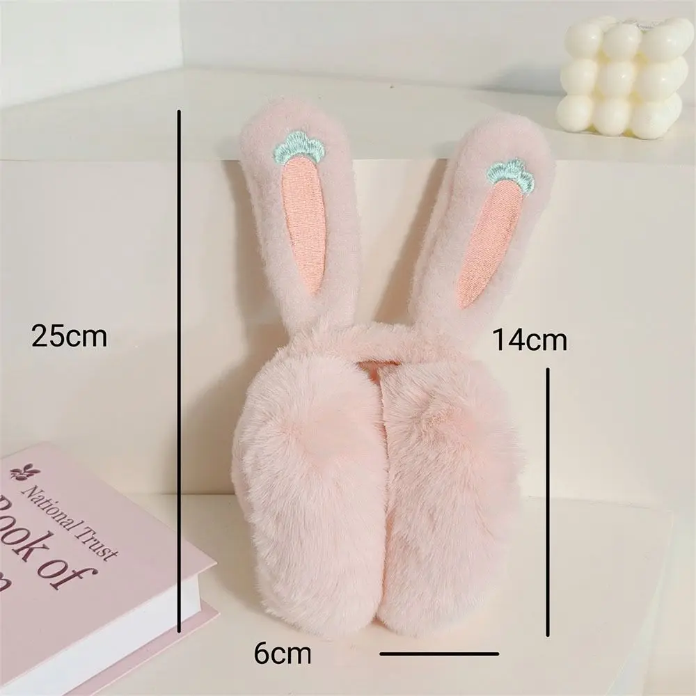 New Cartoon Rabbit Ear Warm Earmuffs Rabbit Ear Plush Folding Earflap Cold Protection Soft Windproof Ear Cap Outdoor