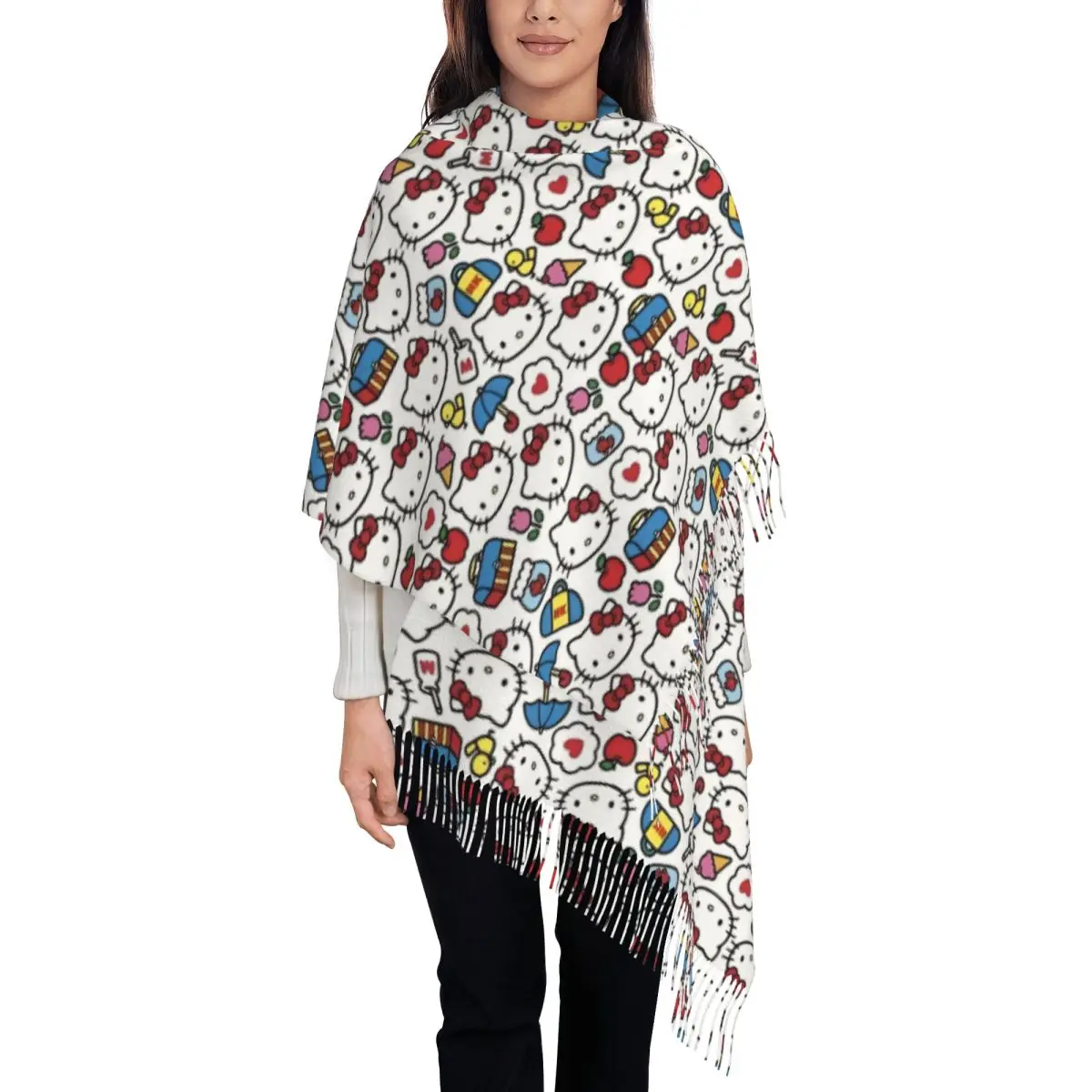 

Hello Kitty Y2k Kawaii Scarf for Women Fall Winter Pashmina Shawl Wrap Cute Anime Long Shawl Scarf Lightweight
