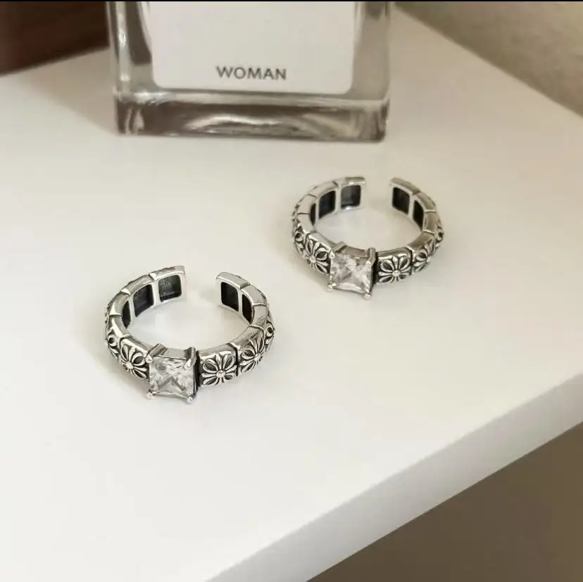 

925 Sterling Silver Square Zircon Flower Rings Wedding Beautiful Luxury High Quality Jewelry Accessories Jewellery Moneys 925