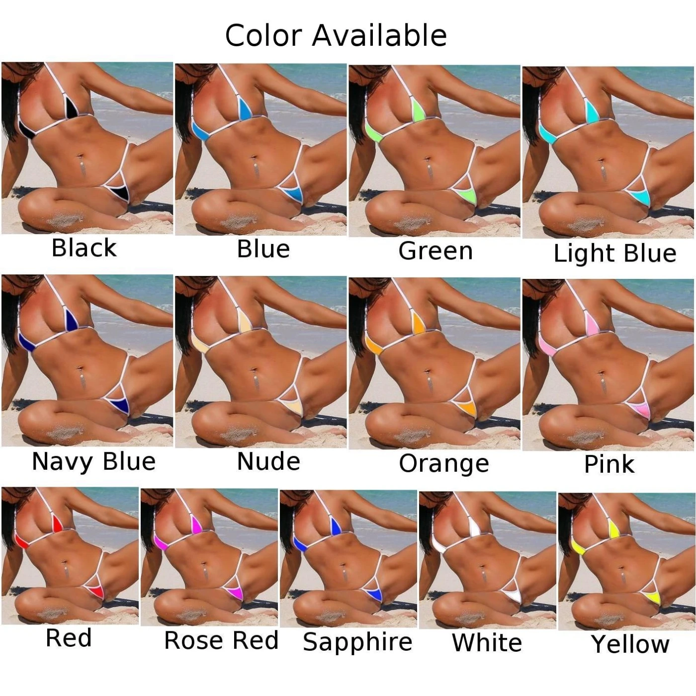 Sexy Frauen Low Rise Dessous Set Badeanzug bequeme G-String Höschen Bade bekleidung Tanga BH atmungsaktive Unterhose elastische Unterwäsche