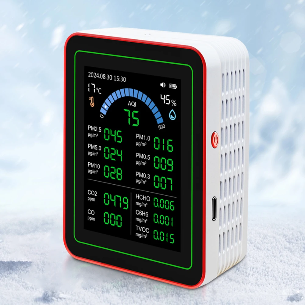 Sensores detectores de ar em tempo real internos 18 em 1, detectam co2 pm2.5/pm10 hcho tvoc, testador portátil de qualidade do ar para casa, escritório, escola