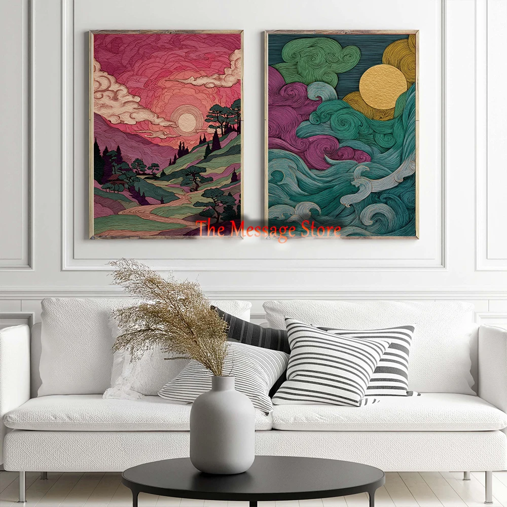 Póster de paisaje japonés abst - Japanese Lifestyle In Japanese reseña y precio