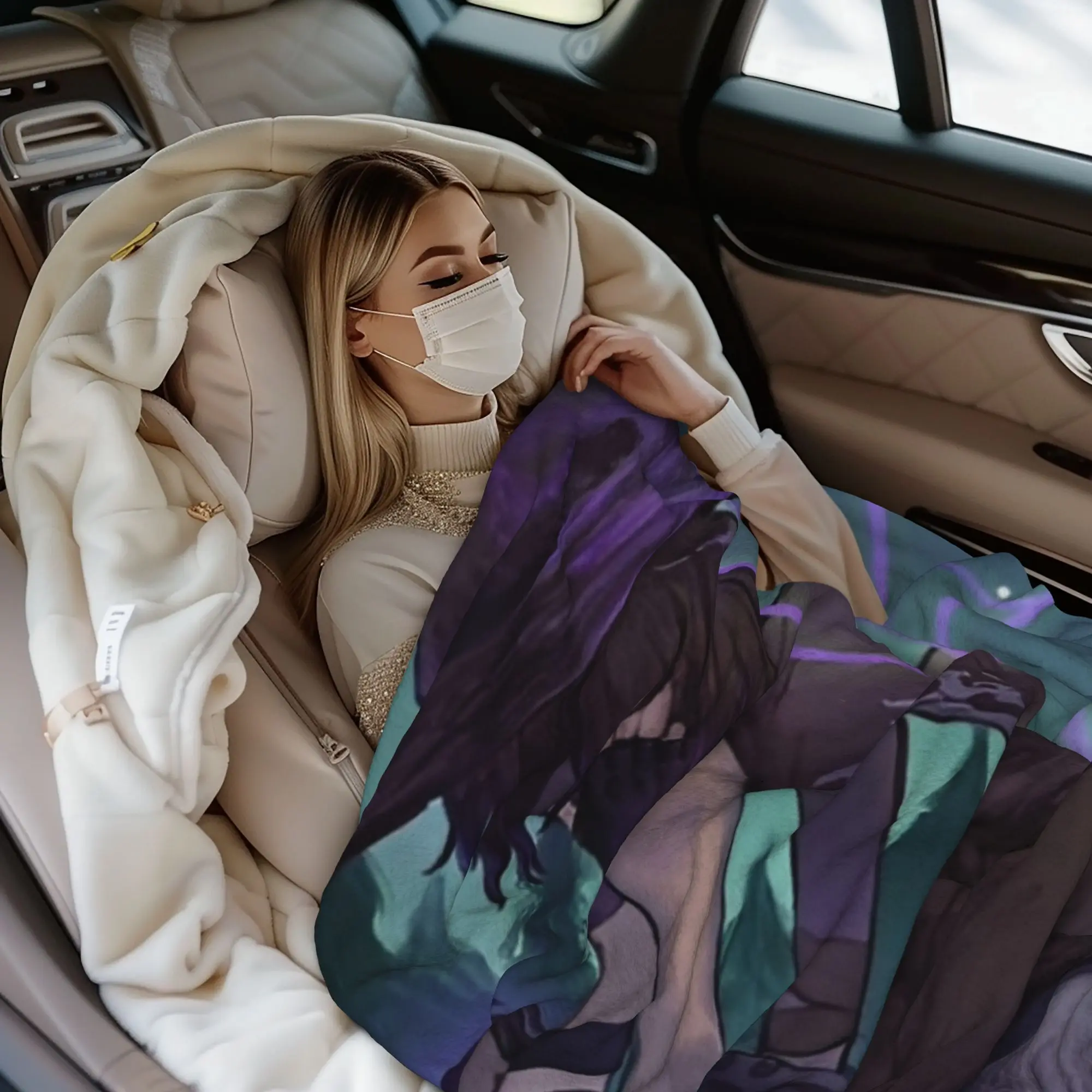 Azuretime أنيمي بطانيات محبوكة المخملية Azure وقتين بطانية رمي ناعمة للسفر في الهواء الطلق المفرش #3