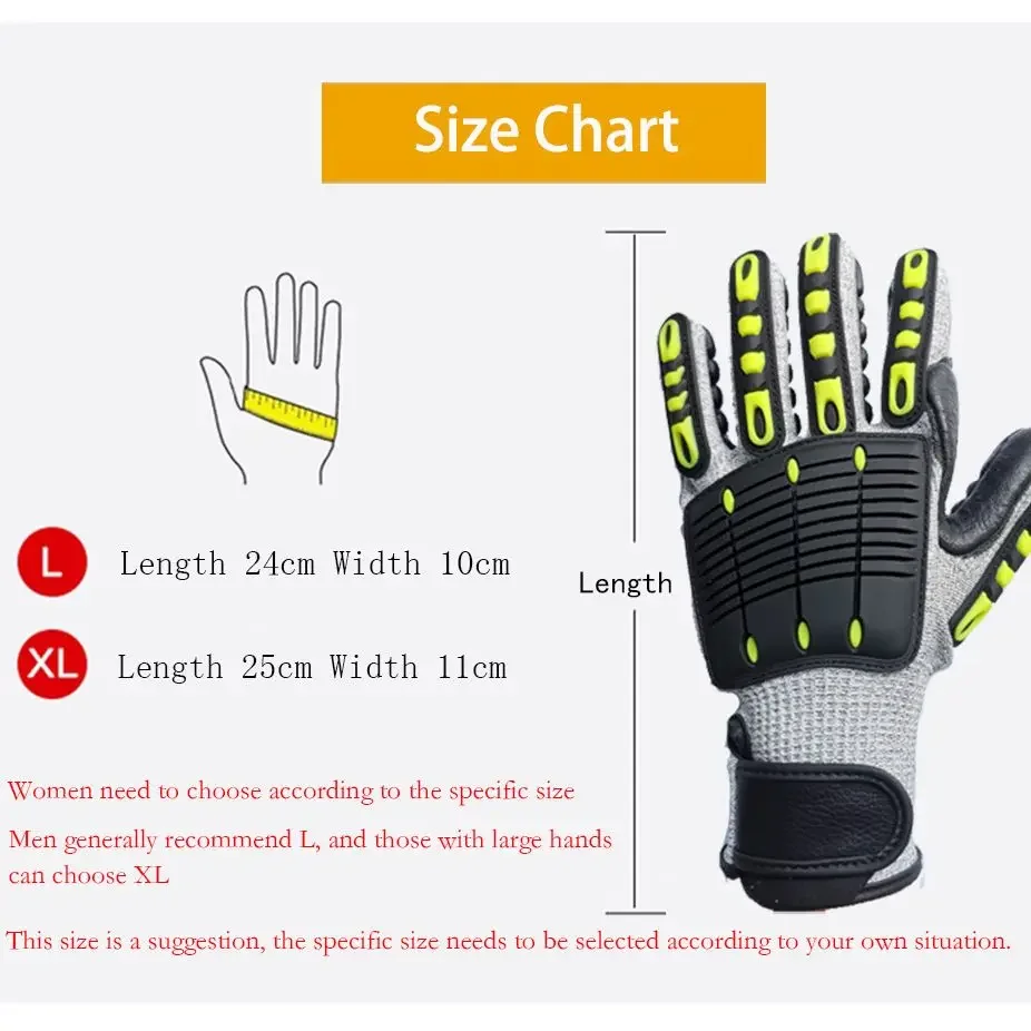 Working Gloves with Foam Padded Palm TPR Patches Protection Cut Resistant Anti-Vibration Anti-Impact Mechanics Glove