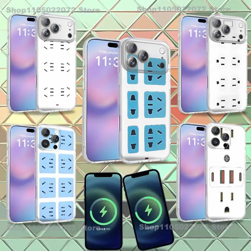 

Creative power strip Phone Case For iPhone 16,14,11,17,13,15,12,Air,Plus,Pro,Max,E,Mini Frosted for MagSafe Magnetic Wireless
