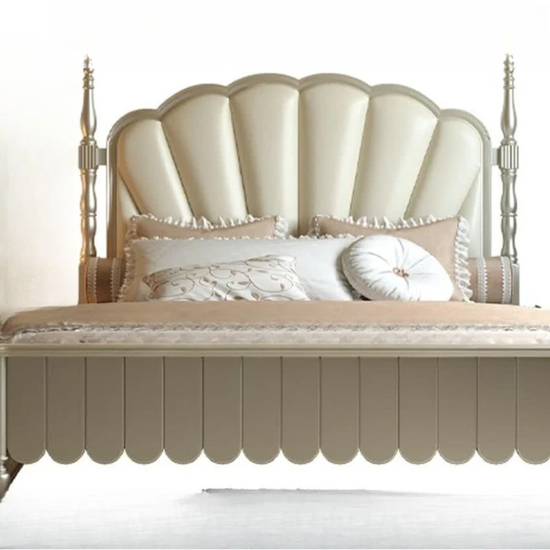 Petal French solid wood bed, double bed, master bedroom high-end atmosphere, light luxury storage furniture