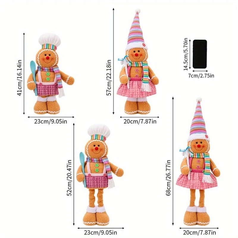 

The rainbow-colored gingerbread man figurine, a standing statue with retractable legs, is suitable for Christmas, Halloween