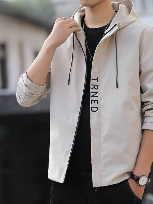 سترة رجالية كاجوال للربيع والخريف بأسلوب كوري عصري من نسيج البوليستر بأكمام طويلة وإغلاق بسحاب مقاومة للرياح وخفيفة #4