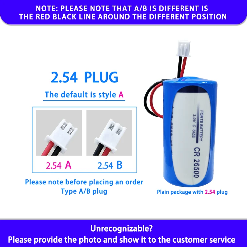 

Forte CR26500 C Add XH2.54 Plug 3V Disposable Lithium Manganese Battery Turbine Vortex Flowmeter Fanuc PLC Non-rechargeable