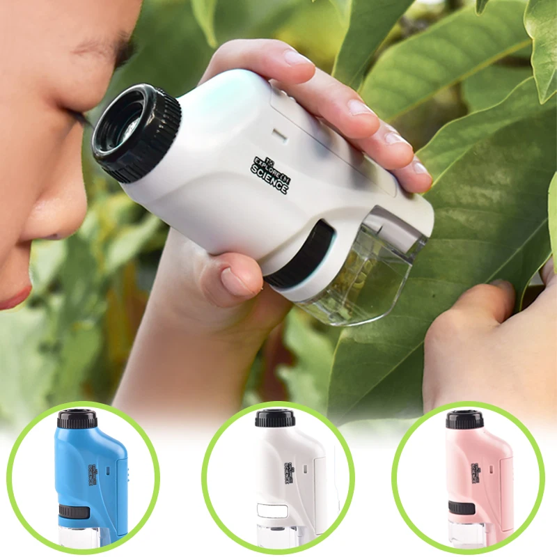 Children aged 7-14 years old hold portable microscope optical mini biological science experiment gift educational toys