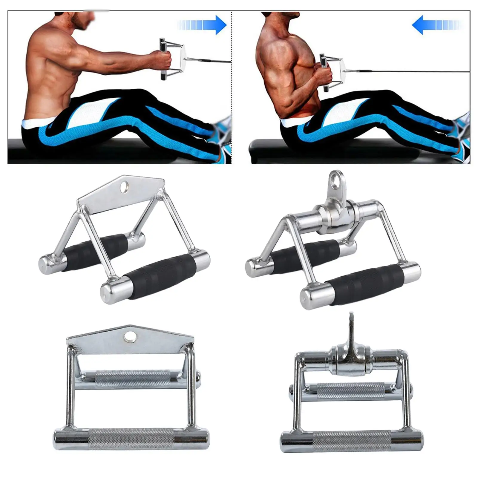 Double D Handle, Straight Bar Cable Machine Accessories Attachment, LAT Pull Down V Bar for Weight Workout