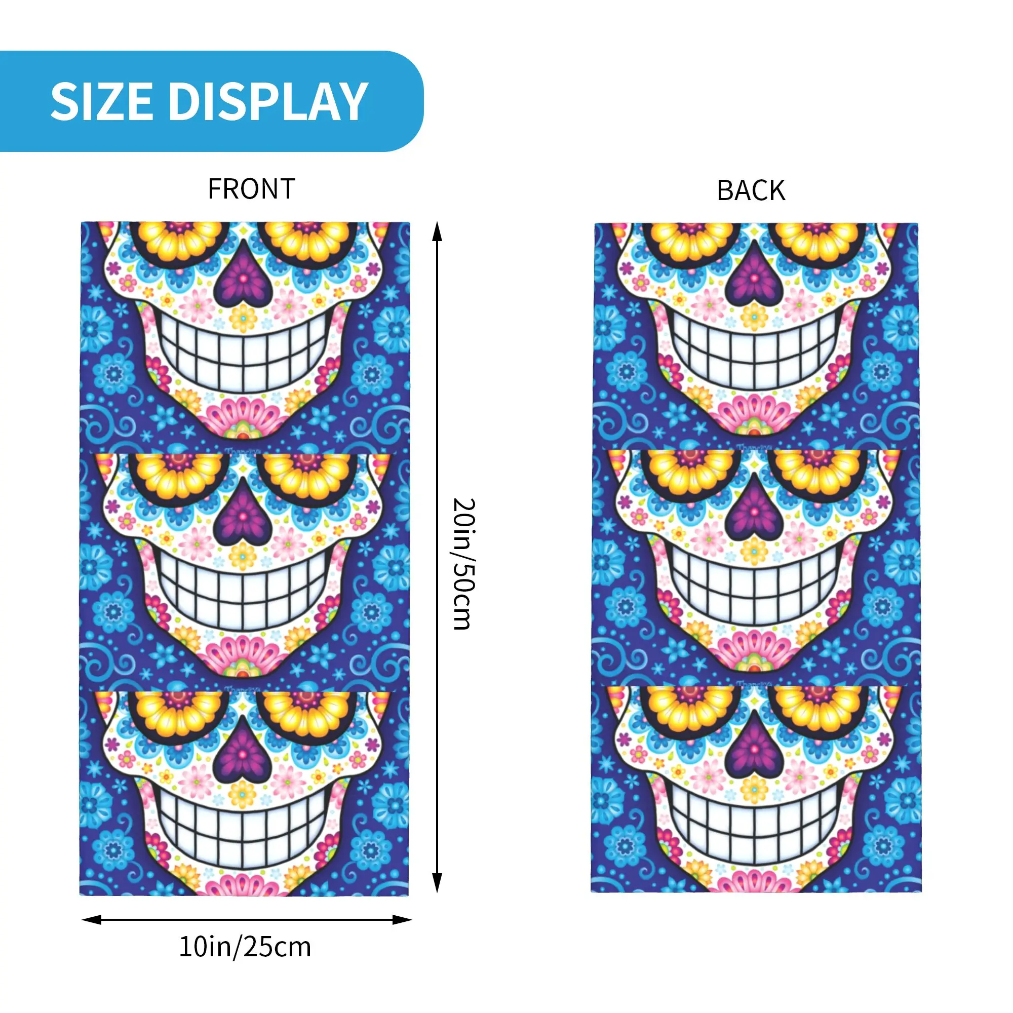 Custom Day Of The Dead Sugar Skull Winter Headband Neck Warmer Hiking Cycling Tube Scarf Mexican Skull Face Bandana Gaiter