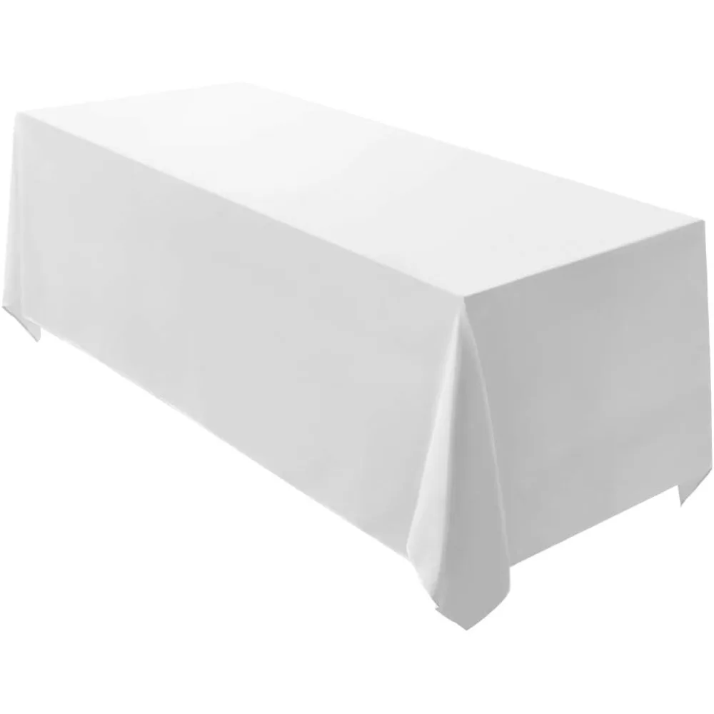 

White Rectangle Tablecloth 90 X 132-inch Rectangular Polyester Table Cloth for Weddings, Banquets