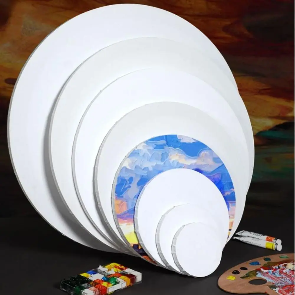 Cotton Blank Wooden Thicken Oil Paint for Artist Painting Board Picture Frame Circle Canvas Drawing Board