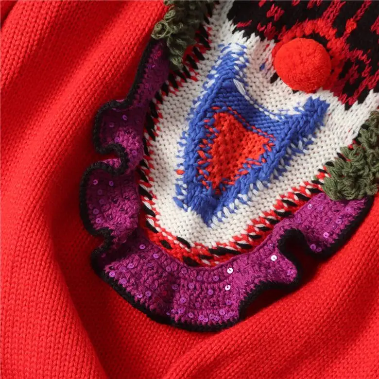 سترة فضفاضة محبوكة من مزيج الصوف مع نمط الخرزة كاجوال أنيقة للخريف والشتاء ملابس تريكو نسائية عالية الجودة