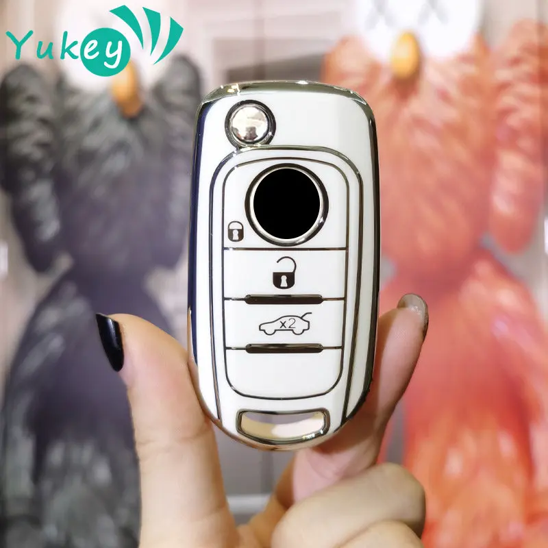 3 Buttons TPU Car Key Cases for Fiat 500X Toro Tipo Egea Cronos Neon 2018 Folding Remote Control Fobs Protector Cover Keychain