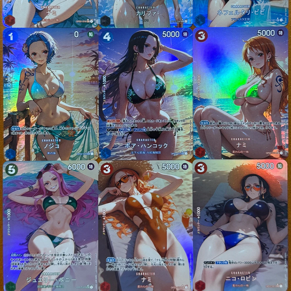 9Pcs/set New Waifu OPCG Collection Card Sexy Big Breasts Girl Card Nami Perona Boa Hancock Refractive Color Flash Boy Gifts