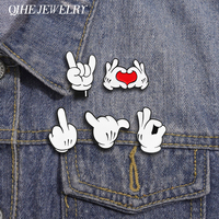 Cartoon Finger Gesture Love You Brooch Enamel Pin Creative Metal Decoration Brooch Backpack Lapel Badge Jewelry Gift for Friends