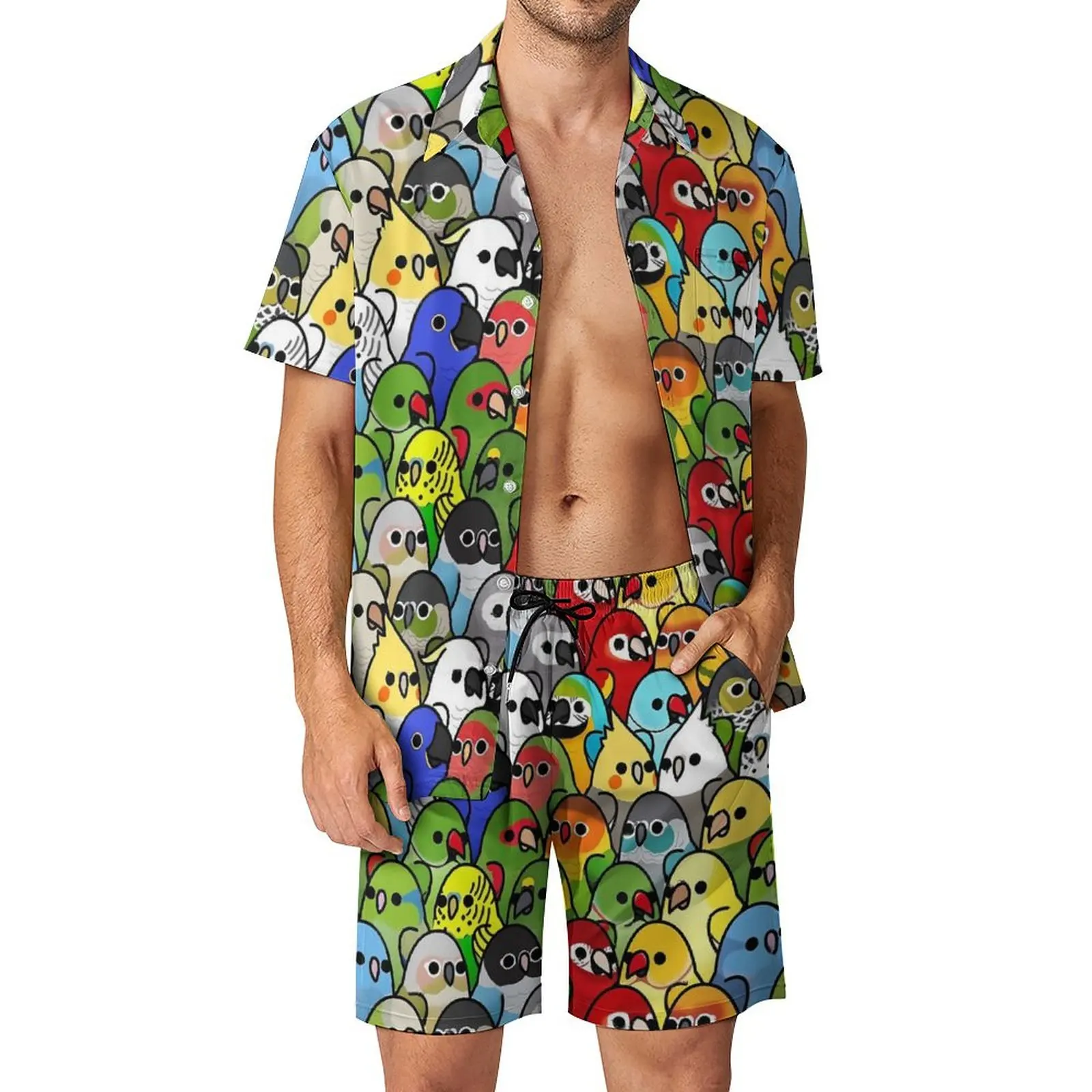 Cute The Brid Beach Men Sets Flamingo And Hibiscus Casual Shirt Set Summer Design Shorts 2 Piece Trending Suit Large Size Sets