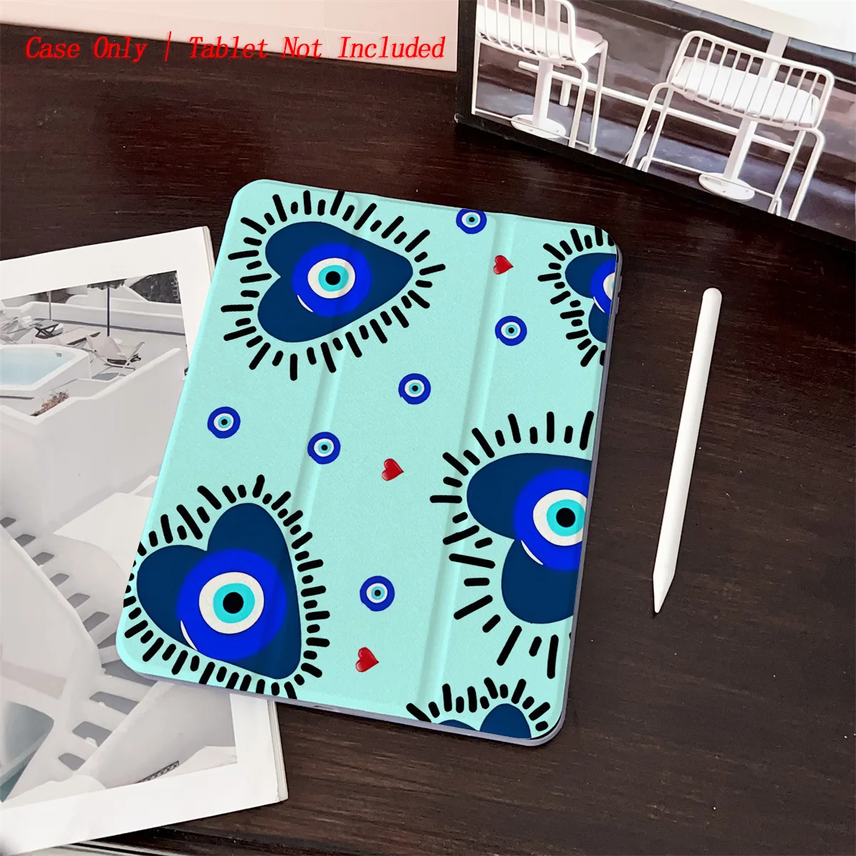 

360° Rotating Stand Case for Apple iPad - Unique Blue Heart Print - Fit Pro/Air/Mini 2025