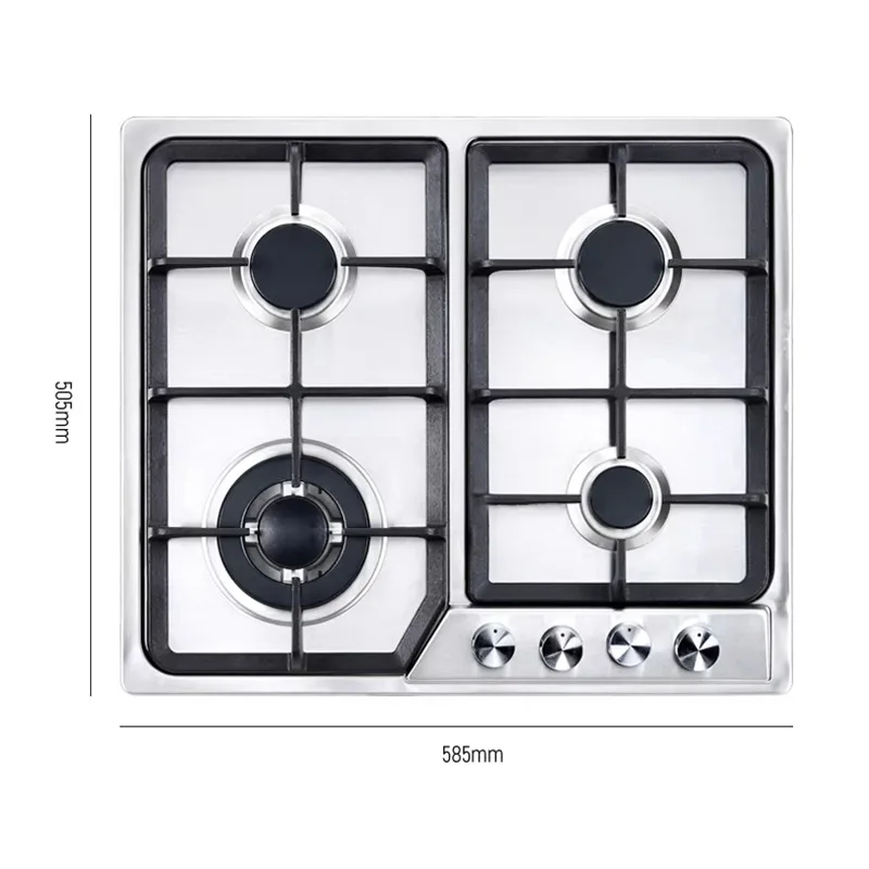 Sabaff 4-Burner Stainless Steel Gas Stove with LPG/Natural Gas Burners
