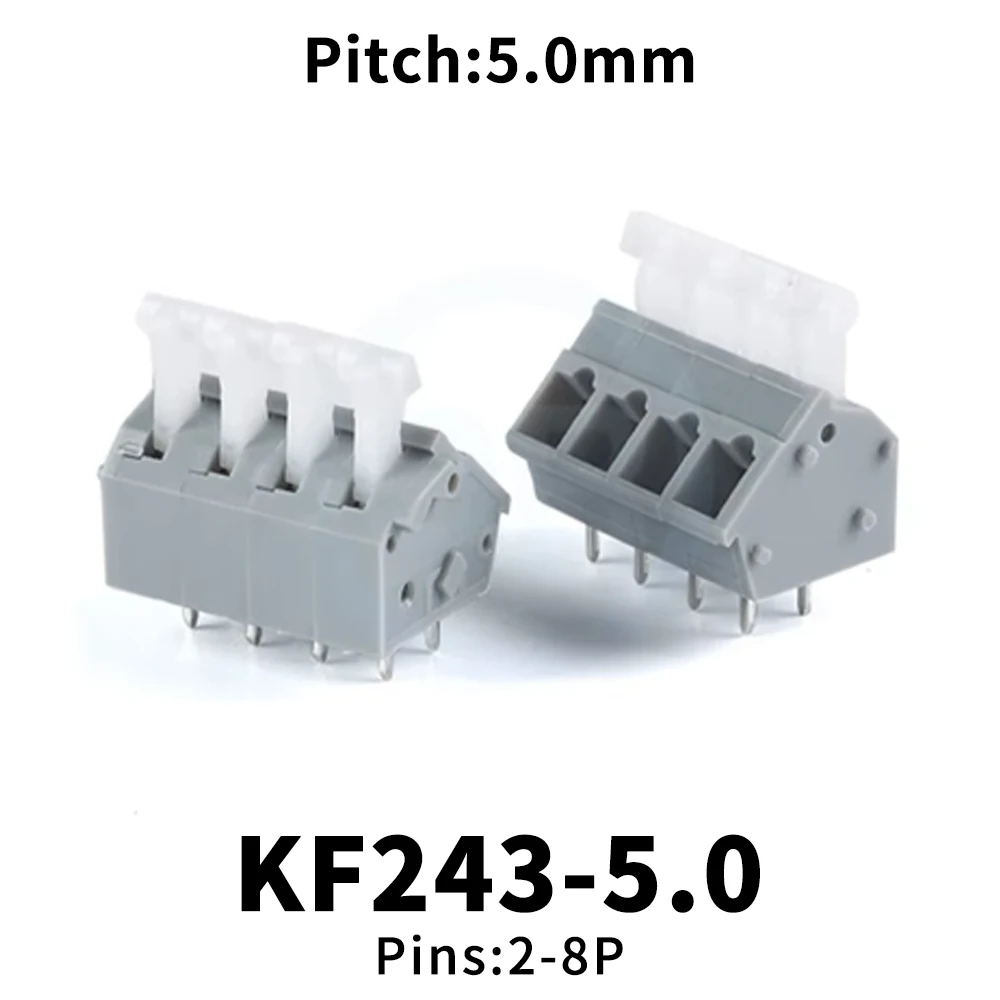(5 pcs) KF243-5.0MM 2P 3P 4P Double Row Straight Plug 243 300V/15A Spring Loaded PCB Terminal Block KF243-5.0 2~8Pin