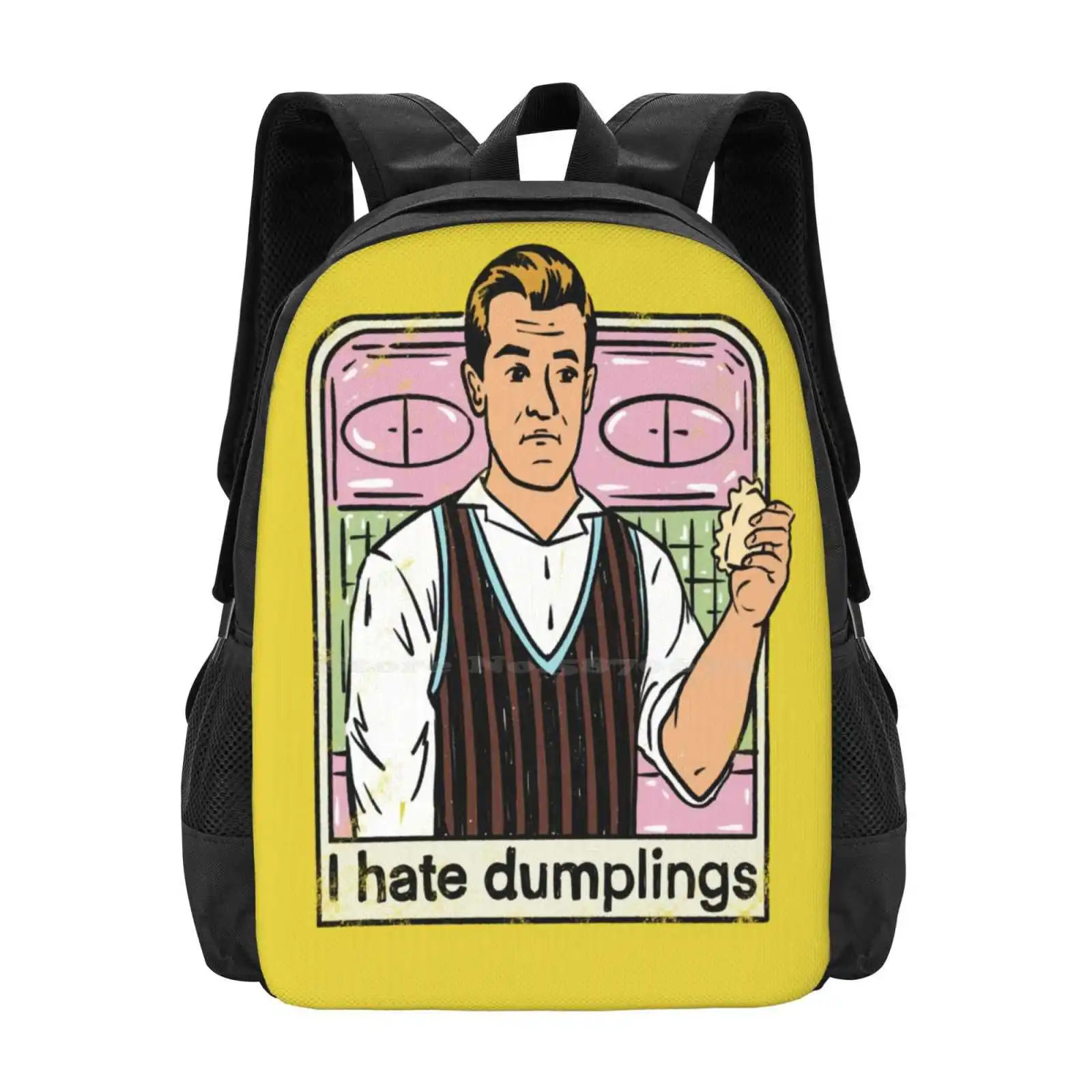 I Hate Dumplings Hot Sale Schoolbag Backpack Fashion Bags I Hate Dumplings Retro Dumpling Vintage Dumpling Funny Dumplings I