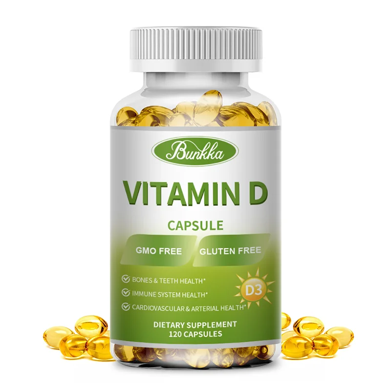 BUNKKA Vitamin D3 Capsules 125mcg Boost Calcium Absorption Sunshine Vitamin Help Bone Teeth and Arterial Health Muscle Function