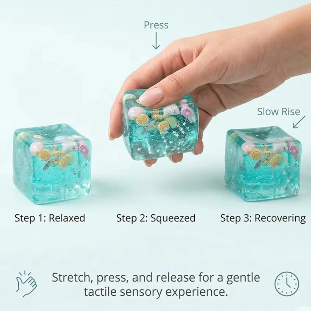 Gift Ocean Ice Cube Fidget Slow Rising Slow Rebound Squishy Transparent Super Soft Reduce Pressure