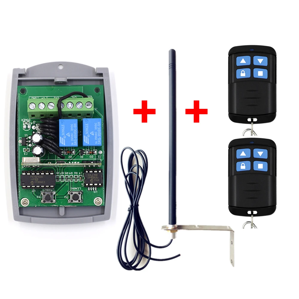 2 channel Gate Garage remote control 433mhz receiver + 433mhz remote control duplicator + 433mhz antenna