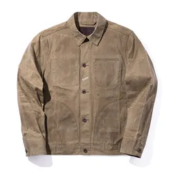 Qingtian workwear American heavyweight vintage Yellowstone khaki canvas Amei khaki waxed jacket hard coat men's wear