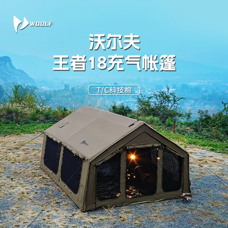 

Надувная палатка Woolf King 4-Season, водонепроницаемая и устойчивая к плесени, для глэмпинга и активного отдыха с семьей AA
