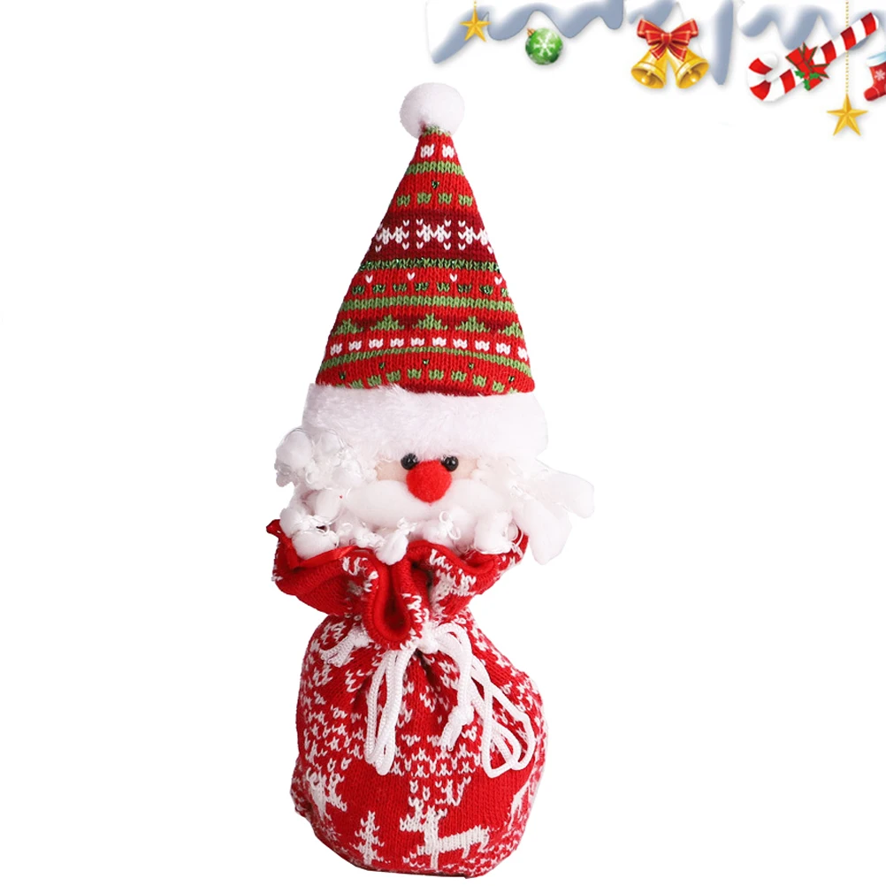 

1pc Knitted Gift Santa Claus Hanging Ornament Kids Candy Storage Large Capacity Lightweight Party Decoration For Christmas Party