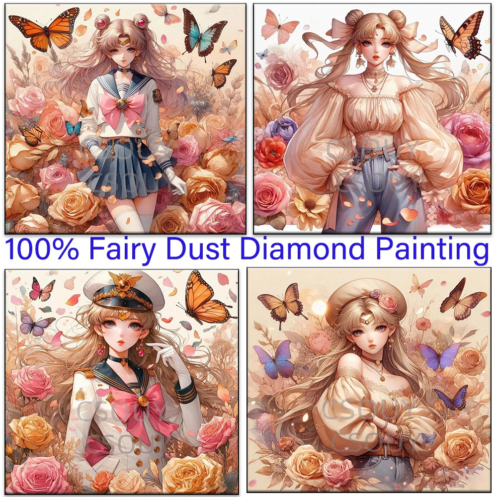 

Animal Butterfly100% Fairy Dust Square 5D Drill Full Diy Diamond Painting Cross Stitch Crystal Embroidery Mosaic Decor Needlewor