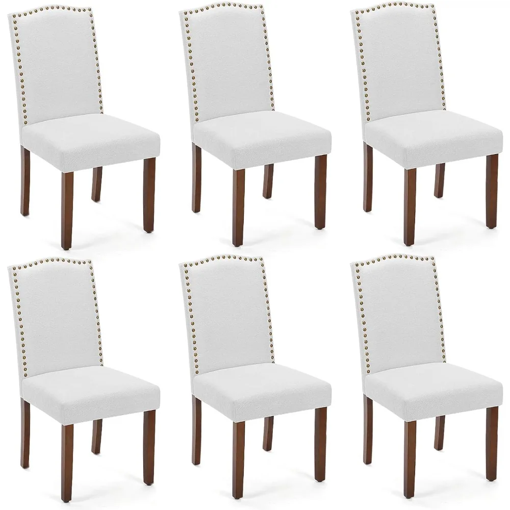 NEW DUMOS Upholstered Dining Chairs Set of 6, Modern Upholstered Leather Dining Room Chair with Nailhead Trim and Wood Legs