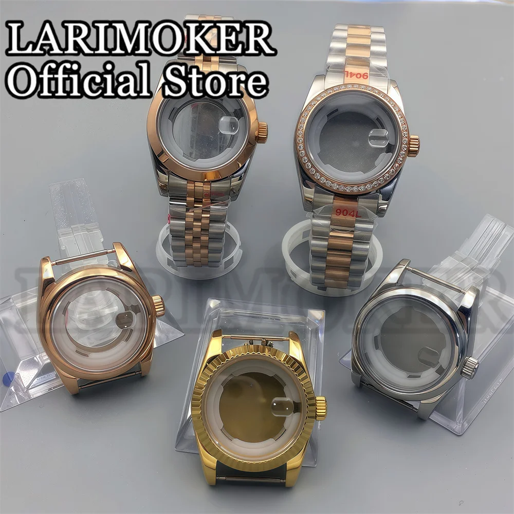 LARIMOKER 31mm NH05 NH06 Movement Women's waterproof Watch Case Stainless Steel Strap Sapphire Glass Case Glass Back Solid Back