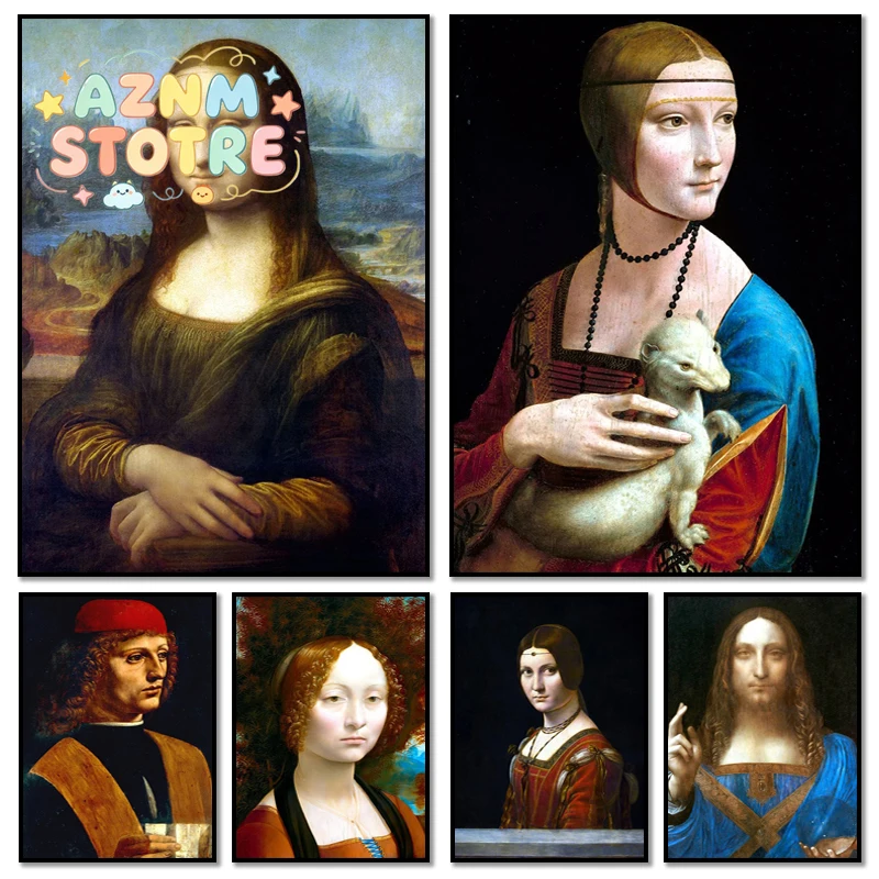 Célèbre œuvre d'art de Léonard de Vinci, Mona Lisa Salvator Mundi, peinture sur toile et impression d'affiche, art mural pour salon, décoration de la maison