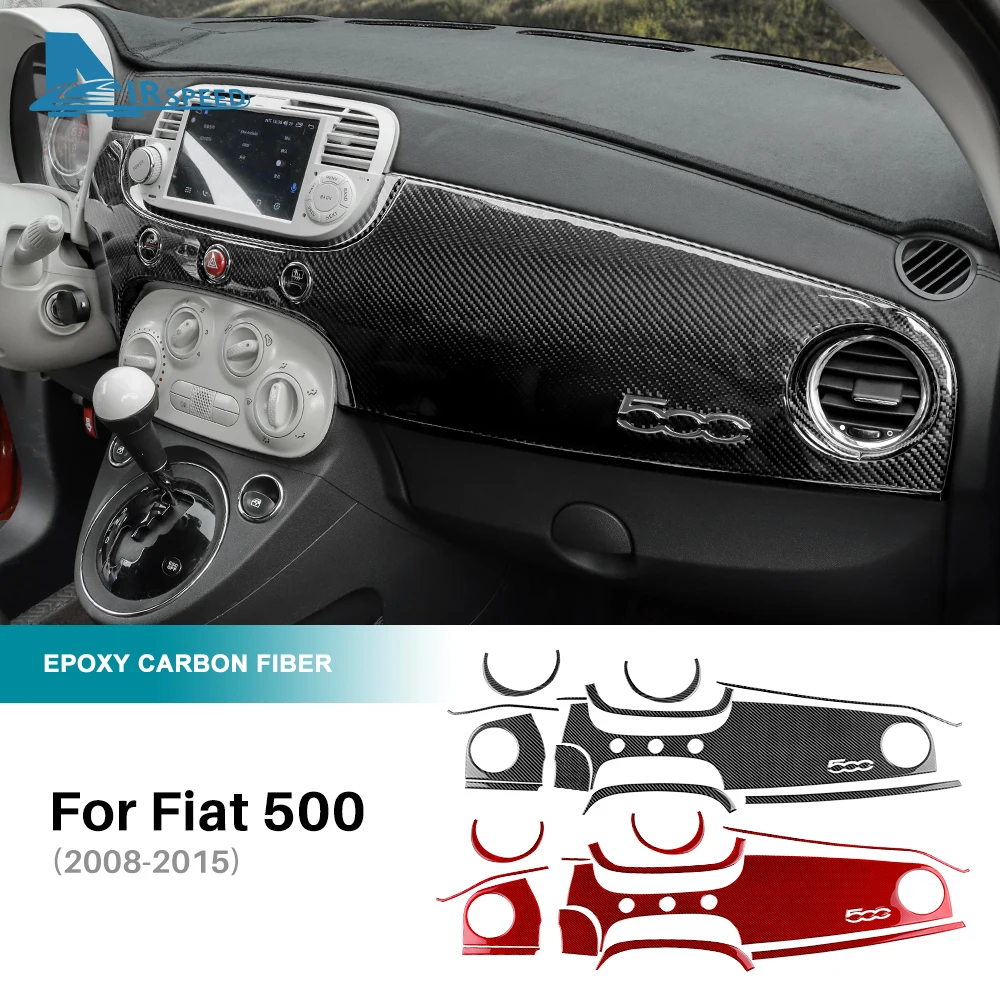 

Luxury Carbon Fiber Interior Trim For Fiat 500 2008-2015 Custom Real Soft Sticker For Central Control Passenger & Driver LHD