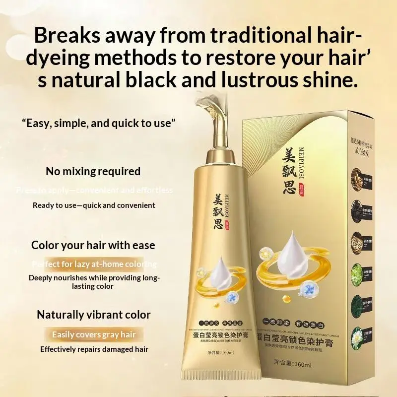 Black Brown Hair Dye Cream With Comb Long Lasting Cover White Gray Hair Natural Mild Hair Dye Styling Tool