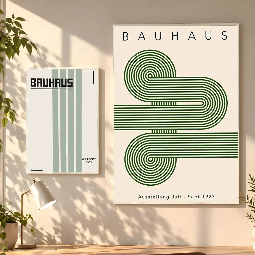 Bauhaus Green Color Lines Modern Anime Poster Creative Room Art For Dorm Bedroom Study Apartment Home Gift
