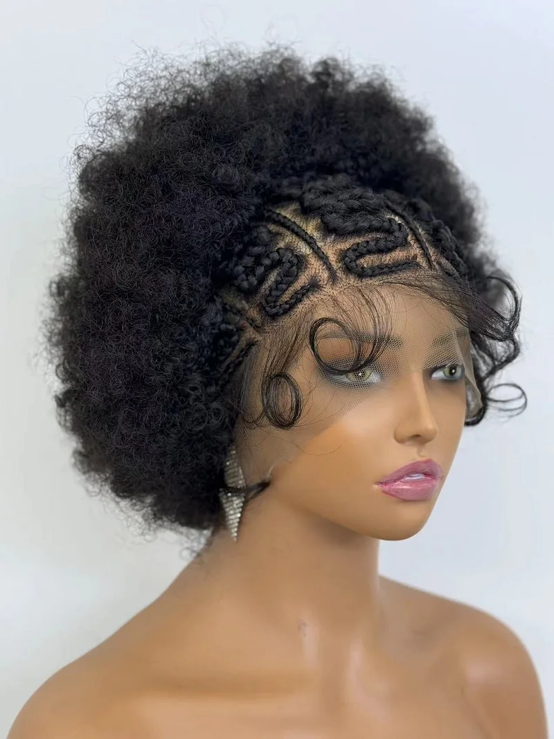ライトビューティー 新スタイル ショートヘア アフロ キンキーカール ウィッグ 前髪付き 黒人女性用 合成ウィッグ 自然な髪質ミックスウィッグ